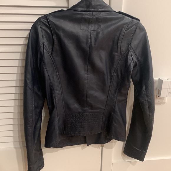 Alexander McQueen navy leather moto jacket zippers - Picture 6 of 14